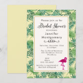 Tropische bladeren en een roze Vrijgezellenfeest v Kaart (Voorkant / Achterkant)