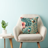 Tropische bladeren en geometrisch patroon kussen (Stoel)