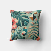 Tropische bladeren en geometrisch patroon kussen (Achterkant)