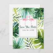 Tropische bladeren en gevlochten bruiloft sparen d aankondigingskaart (Voorkant / Achterkant)