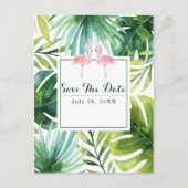 Tropische bladeren en gevlochten bruiloft sparen d aankondigingskaart (Voorkant)