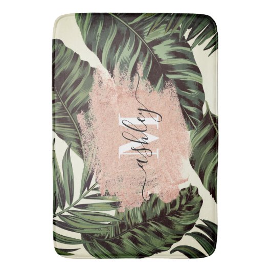 Tropische bladeren en glitter badmat (Voorkant Verticaal)