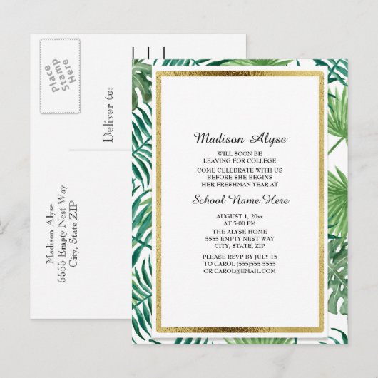 Tropische bladeren en Kaart van de Gold Trunk Part (Voorkant / Achterkant)