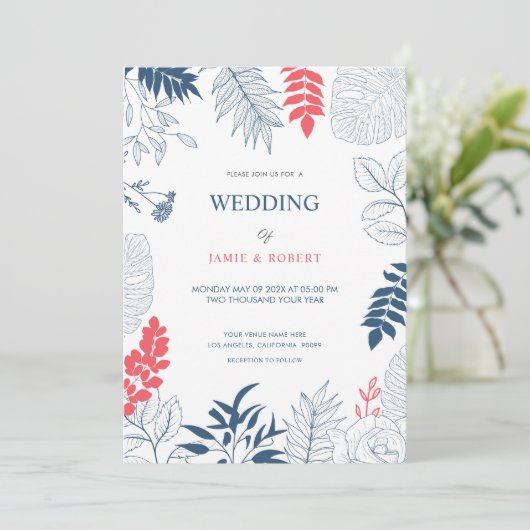 Tropische bladeren en lijst voor bloementeelt kaart (Staand voorkant)