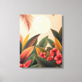 Tropische bladeren en maanpastel canvas afdruk (Voorkant)
