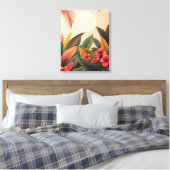 Tropische bladeren en maanpastel canvas afdruk (Insitu (Slaapkamer))