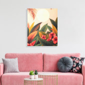 Tropische bladeren en maanpastel canvas afdruk (Insitu (Woonkamer))