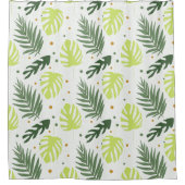 Tropische bladeren en polka stippen op de textuur. douchegordijn (Voorkant)