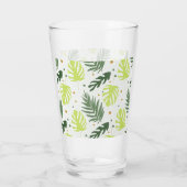 Tropische bladeren en polka stippen op de textuur. glas (Achterkant)