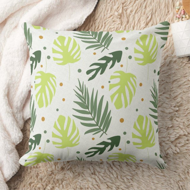 Tropische bladeren en polka stippen op de textuur. kussen (Deken)