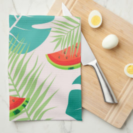 Tropische bladeren en watermeloenen theedoek