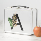 Tropische bladeren Faux Gold Foil Letter A Monogra (In situ)