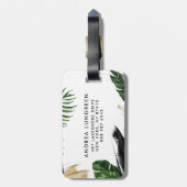 Tropische bladeren Faux Gold Foil Letter A Monogra Bagagelabel (Achterkant verticaal)