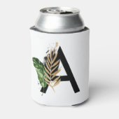 Tropische bladeren Faux Gold Foil Letter A Monogra Blikjeskoeler (Blikje Achterkant)