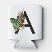 Tropische bladeren Faux Gold Foil Letter A Monogra Blikjeskoeler (Achterkant)