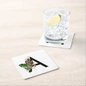 Tropische bladeren Faux Gold Foil Letter A Monogra Kartonnen Onderzetters (Insitu)