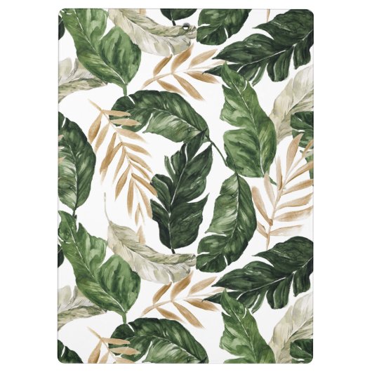 Tropische bladeren Faux Gold Foil Letter A Monogra Klembord (Achterkant)