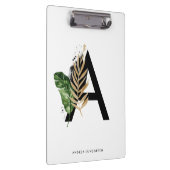 Tropische bladeren Faux Gold Foil Letter A Monogra Klembord (Rechts)