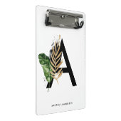 Tropische bladeren Faux Gold Foil Letter A Monogra Mini Klembord (Schuin)