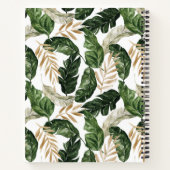 Tropische bladeren Faux Gold Foil Letter A Monogra Notitieboek (Achterkant)