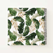Tropische bladeren Faux Gold Foil Letter A Monogra Notitieboek (Achterkant)