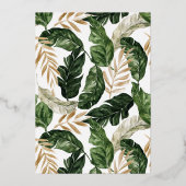 Tropische bladeren Faux Gold Foil Lijst Baptisme Folie Uitnodiging (Achterkant)