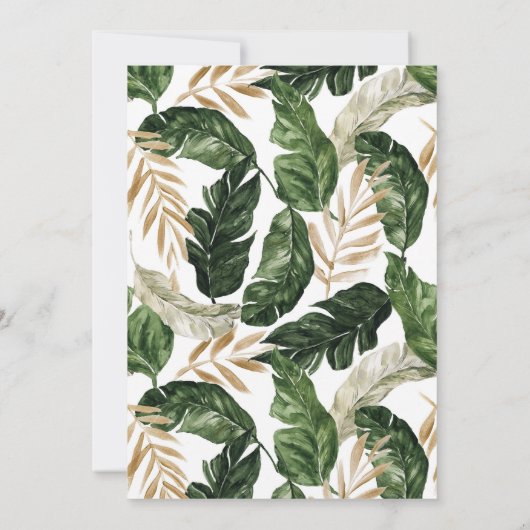 Tropische bladeren Faux Gold Foil Lijst Baptisme Kaart (Achterkant)