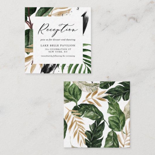 Tropische bladeren Faux Gold Foil Lijst Recepteren Informatiekaartje (Voorkant / Achterkant)