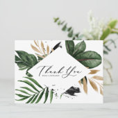 Tropische bladeren Faux Gold Foil Lijst Wedding Bedankkaart (Staand voorkant)