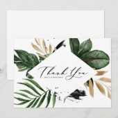 Tropische bladeren Faux Gold Foil Lijst Wedding Bedankkaart (Voorkant / Achterkant)