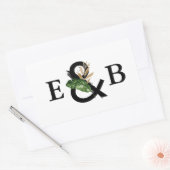 Tropische bladeren Faux Gold Foil Weddenemonogram Rechthoekige Sticker (Envelop)