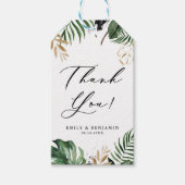 Tropische bladeren Faux Gold Foil Weddenschap Hart Cadeaulabel (Voorkant)