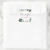 Tropische bladeren Faux Gold Foil Weddenschap Hart Vierkante Sticker (Tas)