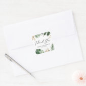 Tropische bladeren Faux Gold Foil Weddenschap Hart Vierkante Sticker (Envelop)