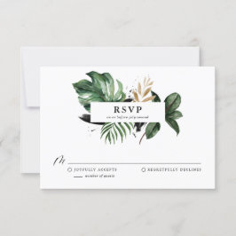 Tropische bladeren Faux Gold Foil Weddenschap RSVP