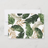 Tropische bladeren Faux Gold Foil Weddenschap RSVP (Achterkant)