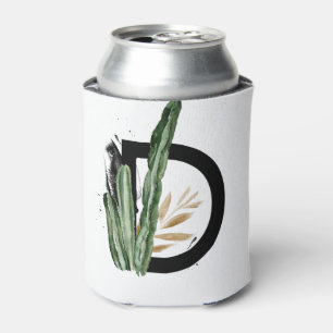 Tropische bladeren Faux Gold Folie Letter D Monogr Blikjeskoeler