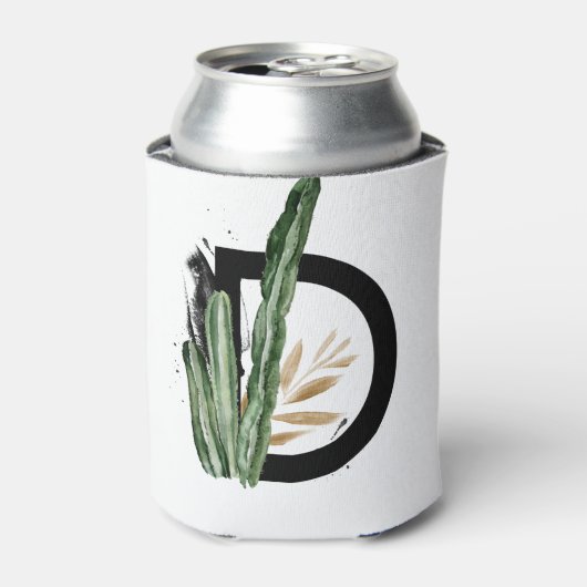 Tropische bladeren Faux Gold Folie Letter D Monogr Blikjeskoeler (Blikje Voorkant)