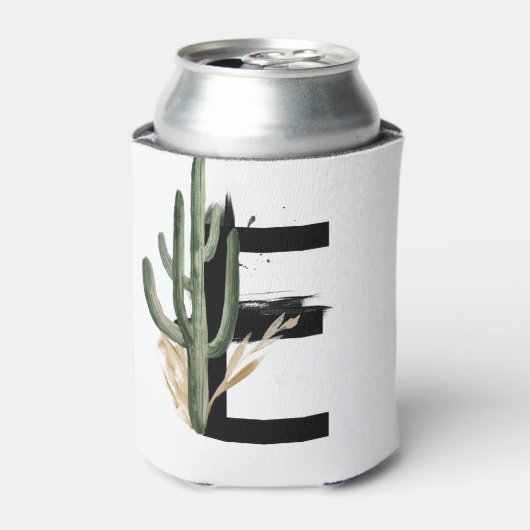 Tropische bladeren Faux Gold Folie Letter E Monogr Blikjeskoeler (Blikje Voorkant)