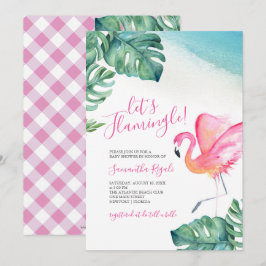 Tropische bladeren Flamingo Baby shower Kaart