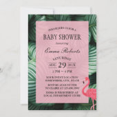 Tropische bladeren Flamingo Baby shower Kaart (Voorkant)