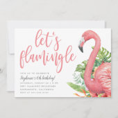 Tropische bladeren Flamingo Let's Flamingle Birthd Kaart (Voorkant)