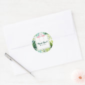 Tropische bladeren & flamingo's bruiloft gunst Chi Ronde Sticker (Envelop)