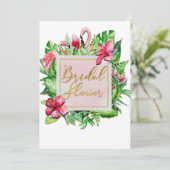 Tropische Bladeren Flamingo's Bruiloft Uitnodiging (Staand voorkant)