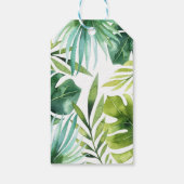 Tropische bladeren & flamingo's Hawaïaanse bruilof Cadeaulabel (Achterkant)