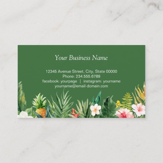 Tropische bladeren Floral Flamingo Geometric Lijst Visitekaartje (Achterkant)