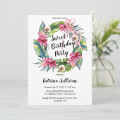 Tropische bladeren | Floral Sweet 16 Birthday Part Kaart (Staand voorkant)