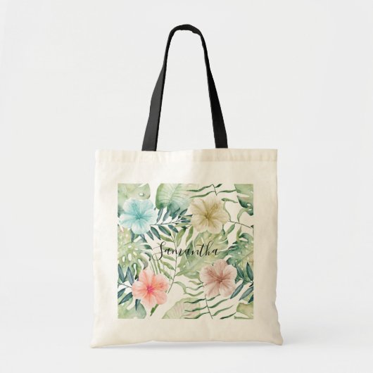 Tropische bladeren Floral Tote Bag (Voorkant)