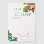 Tropische bladeren Floral Wedding Save the Date Vellum Uitnodigingen (Voorkant)