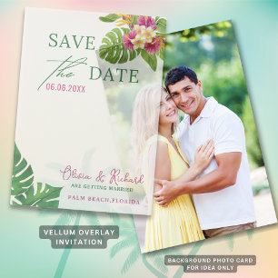 Tropische bladeren Floral Wedding Save the Date Vellum Uitnodigingen
